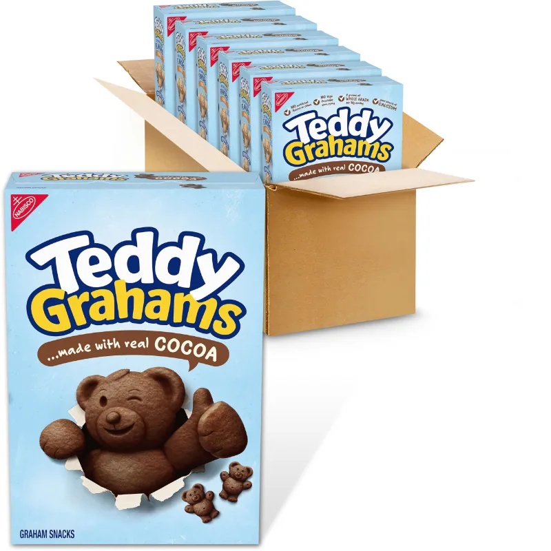 Teddy Grahams Chocolate Graham Snacks, 10 oz boxes package