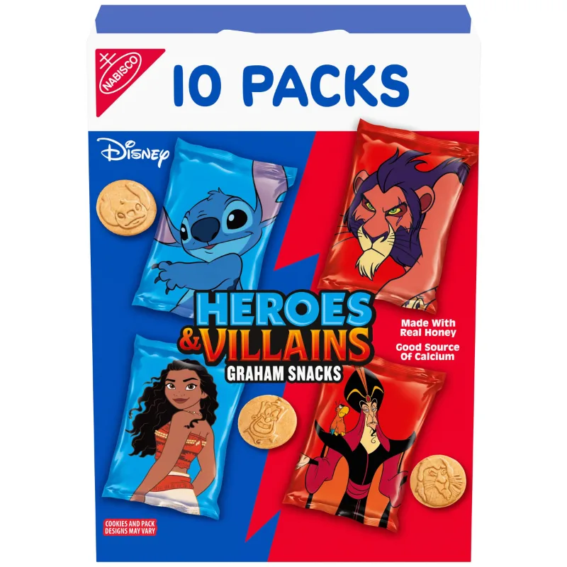 Disney Heroes and Villains Graham Snacks, 1 oz snack packs package